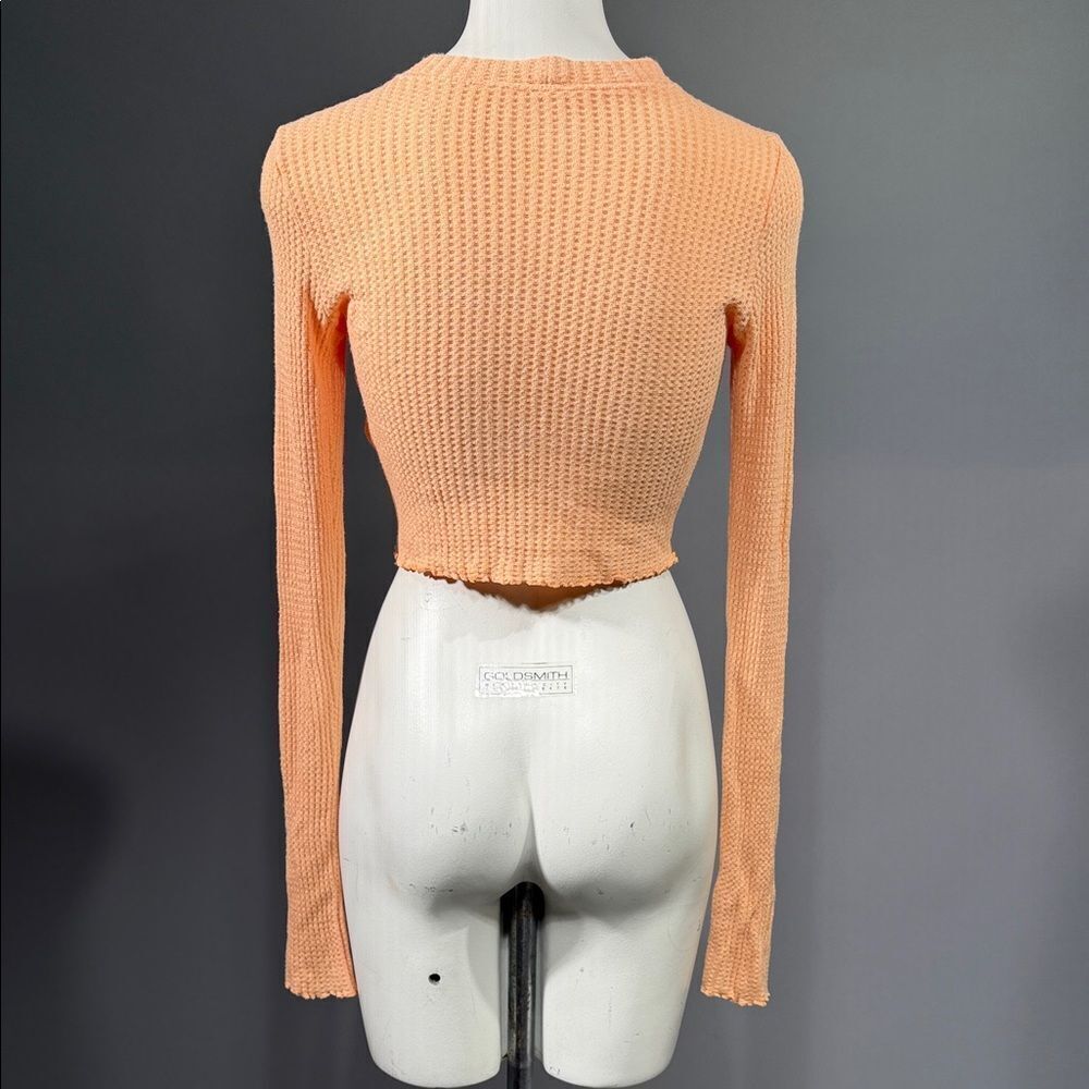 Free People Peach Ribbed Long Sleeve Crop Top (rack3) - Picture 5 of 7